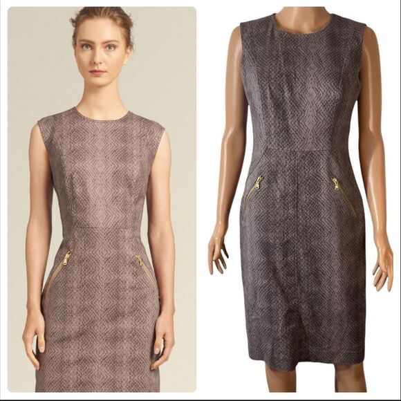 DONNA KARAN Snakeskin Zip Pocket Sheath Dress SIZE 6 - Picture 1 of 16